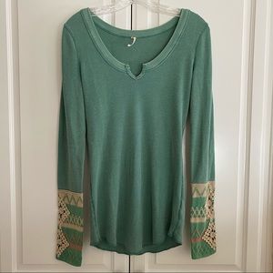 Free People “Kombucha” Cuff Thermal - Large - Mint Green - Rare